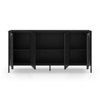 Metall Sideboard mit 4 Gittertüren, schwarz, 160x40x90H Tayra