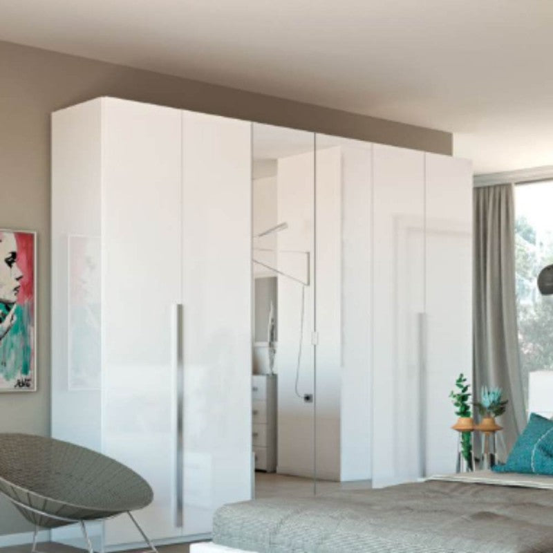Schlafzimmer komplett in Weiß Hochglanz lackiert - Nerano