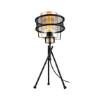 Lampada da tavolo in ferro intrecciato con paralume in vetro