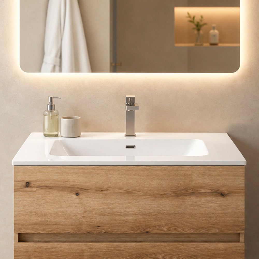 Lavabo consolle da appoggio 61x36.5 cm in ceramica bianco lucido LAV9060ES