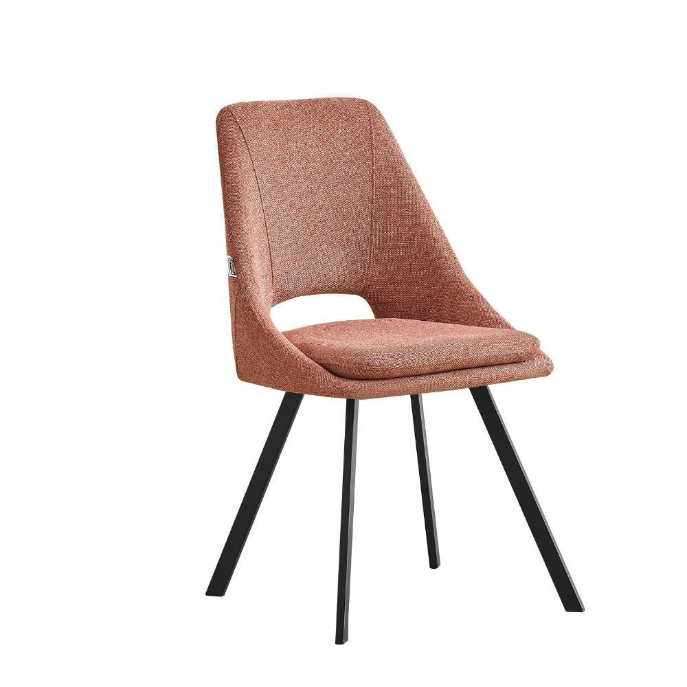 Lot de 2 chaises rembourrées en tissu couleur saumon et pieds noirs Blauss