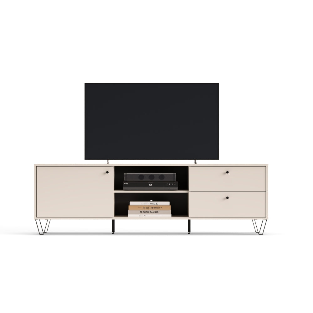Mobile porta TV con anta cassetti e vano a giorno colore cashmere 182 cm - Aldo