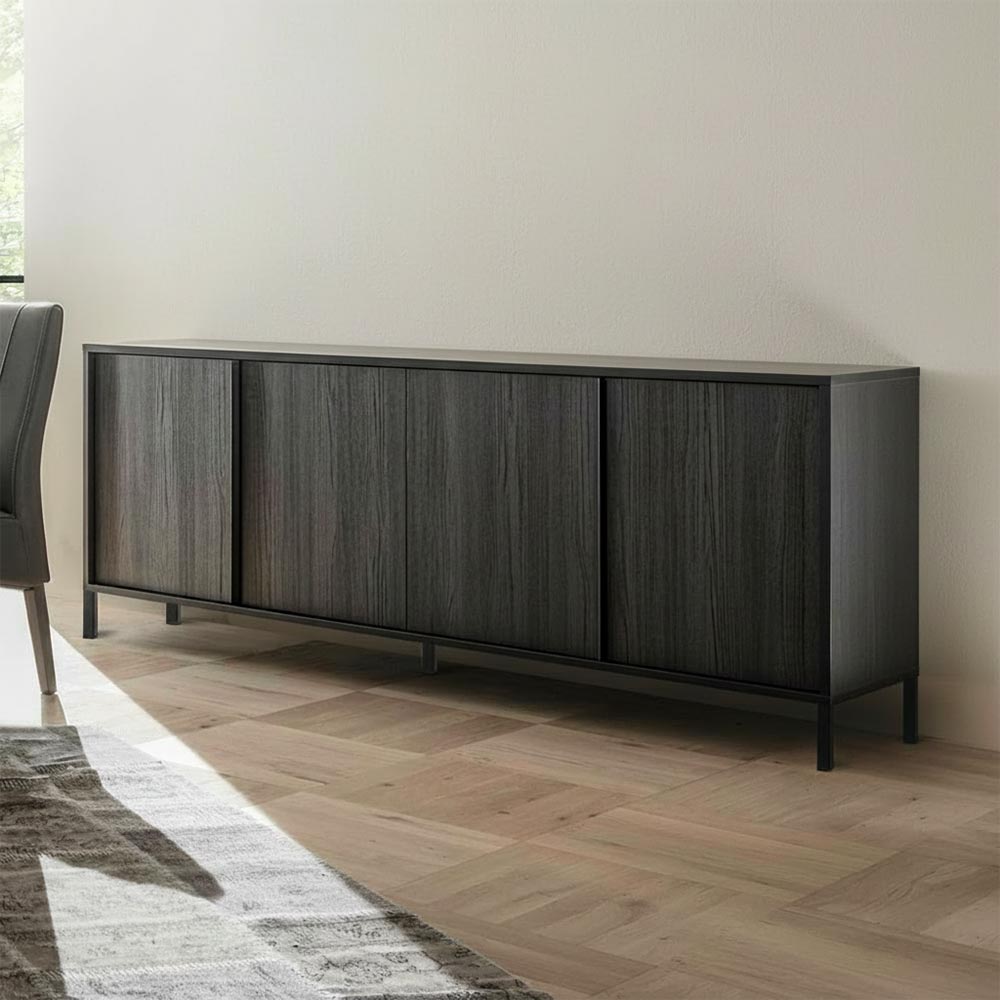 Madia con 4 ante colore nero frassinato 206x86H cm - Giugi