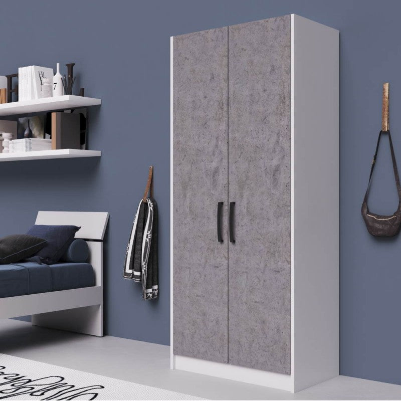 Armadio con due ante colore cemento 91x210H cm