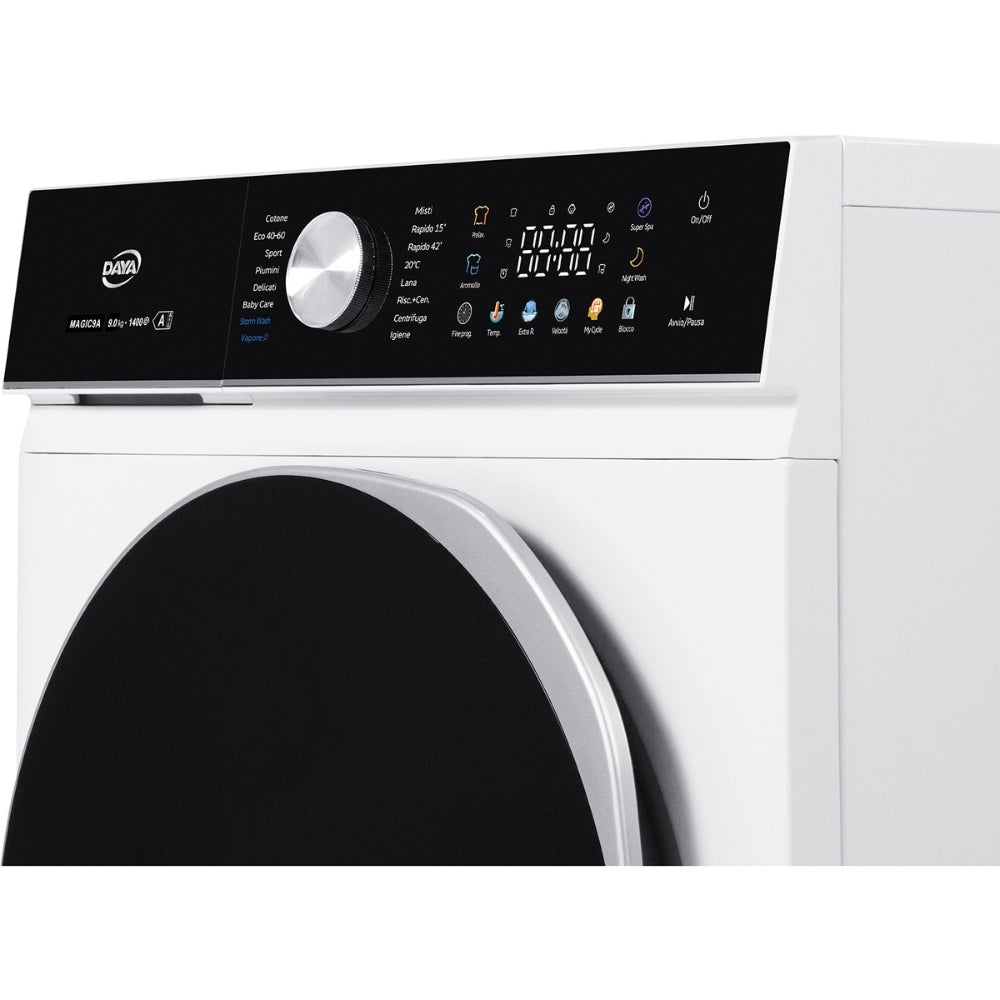 Lavatrice 1400 giri 12 kg inverter BLCD con display touch a colori bianco classe A Daya MAGIC12A3