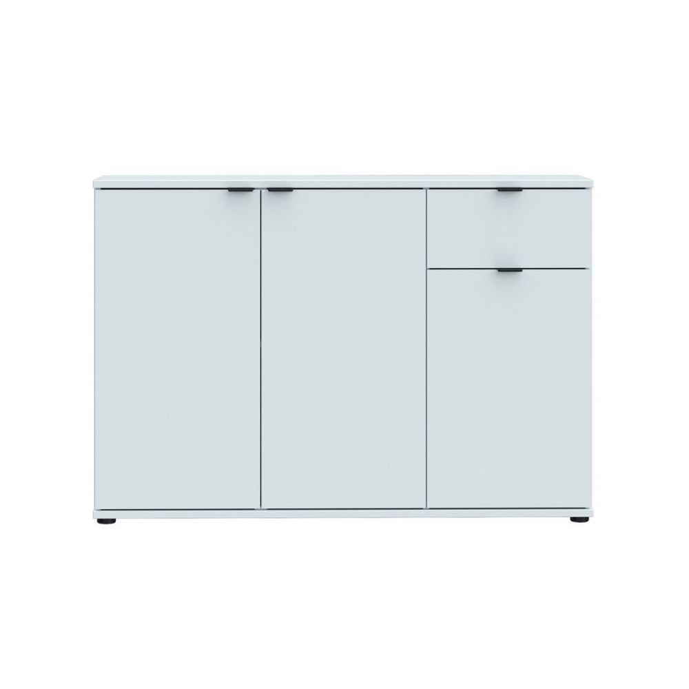 GNMK231L-U58 MEHRZWECK-UNTERSCHRANK MIT DREI TÜREN + 1 SCHUBLADE, HELLGRAU, B120CM