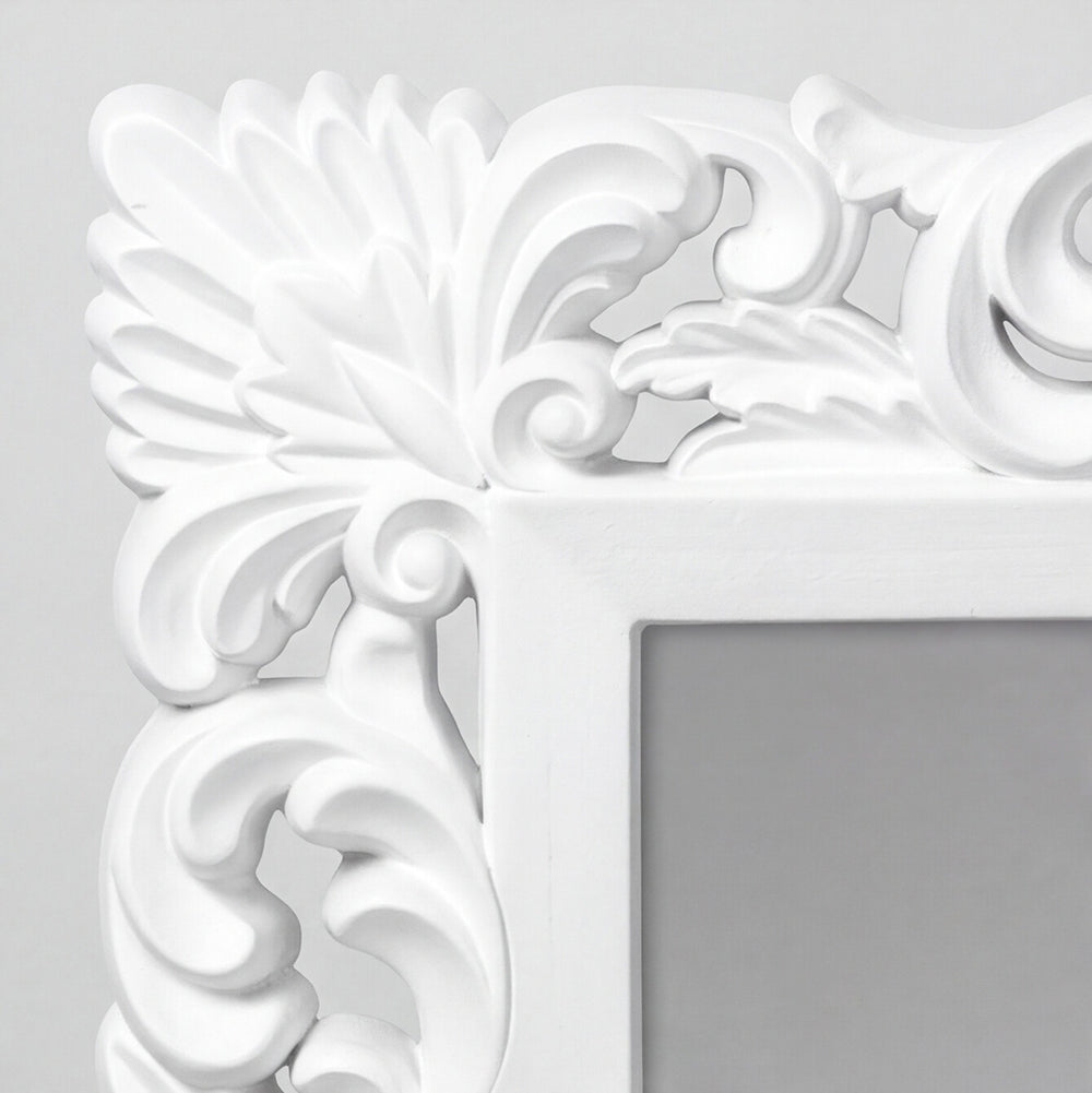 Specchio da parete stile barocco colore bianco 60x80H cm design raffinato