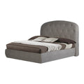 Letto matrimoniale con contenitore e testiera arrotondata colore grigio chiaro - Button