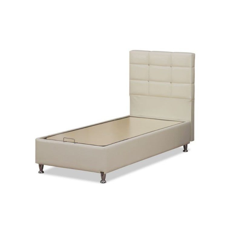 Letto singolo contenitore ecopelle bianco 92x206x120H Nova