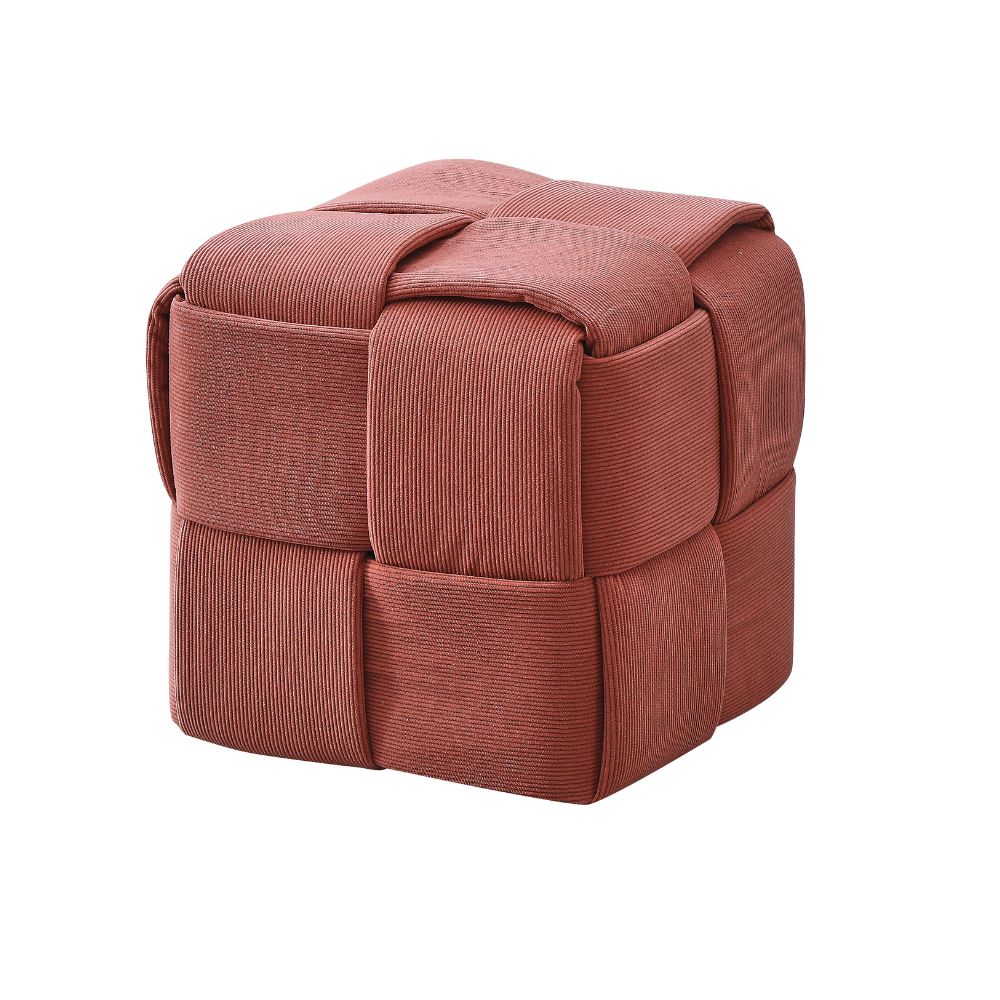 Quadratischer Hocker mit Flechtoptik, Ziegelrot, 39x39H cm - Artur