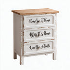 Mobile multiuso shabby chic 3 cassetti colore bianco e top overe H 70 cm Breslavia