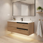 Mobile bagno sospeso con cassetti colore rovere miele 100x45x50H - Former