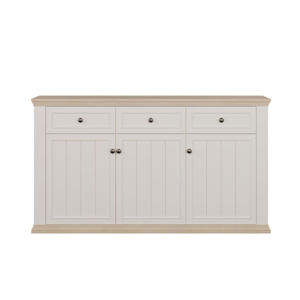 PNTK232-Q214 BUFFET ESSENZA AVEC 3 TIROIRS ET 3 PORTES COULEUR BLANC ET CHÊNE