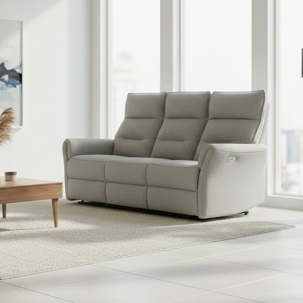 Divano recliner 3 posti elettrico in tessuto grigio 186 cm Softwave