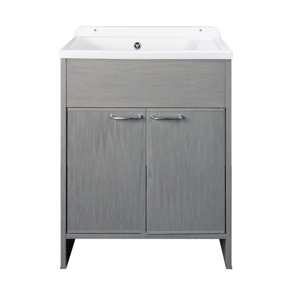 Mobile lavatoio salvaspazio 58x38 cm in PVC rovere grigio 2 ante Platone