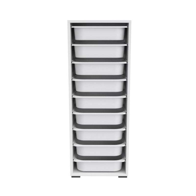 Mobile multiuso 45,5x119h cm con nove ceste contenitori colore bianco - Zola