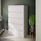 Cassettiera 5 cassetti colore bianco opaco  77.2x42.2x128H Morgan