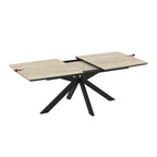 Ausziehbarer Tisch mit Tischplatte in Travertin-Marmoroptik Beige und schwarzem Gestell 180/240x100x76H Verano