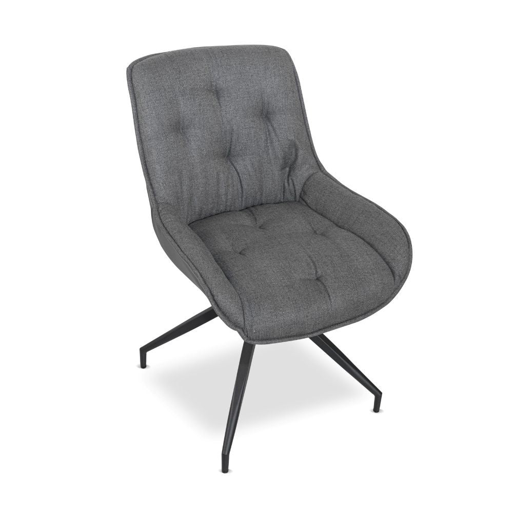 Set 2 Sedia da pranzo colore grigio chiaro con schienale in ecopelle grigio e gambe nere - Agora