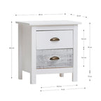 Comodino in legno massiccio colore bianco e grigio 46x35x49,5H cm - Romantica