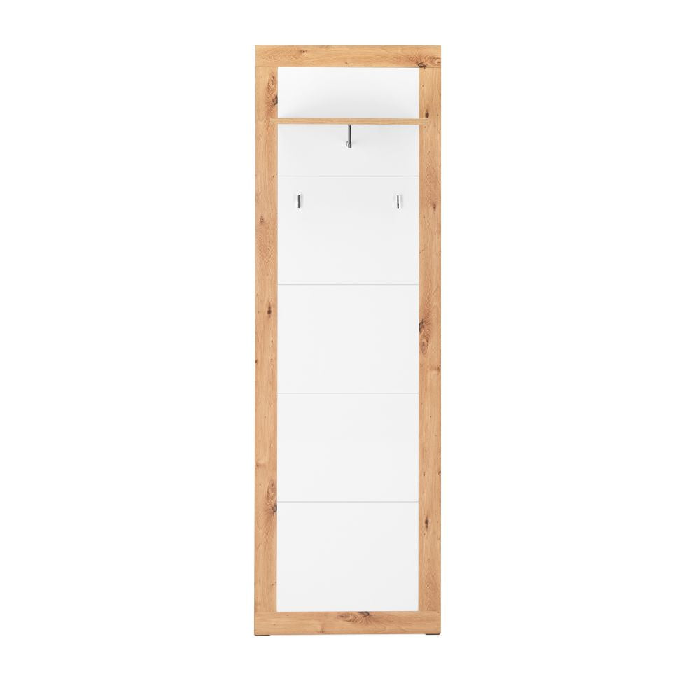 Panneau porte-manteaux 60x190h cm pour entrée couleur chêne et blanc - Wien 43