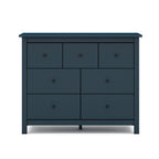 Cassettiera in legno massiccio con 7 cassetti colore blu 110x40x80H cm - Missy