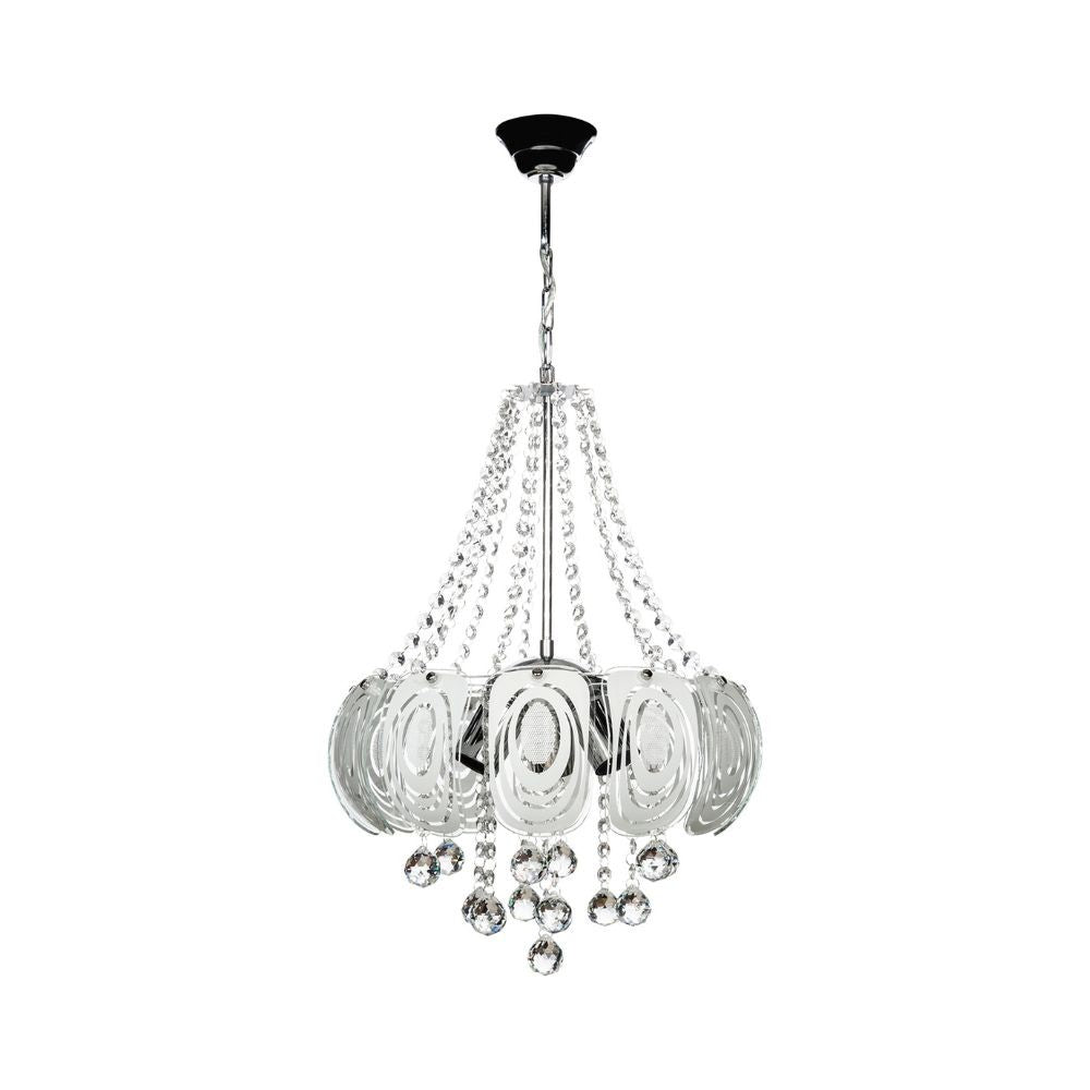 Lampada da soffitto 50 cm argento vetro decorato e pietre effetto cristallo