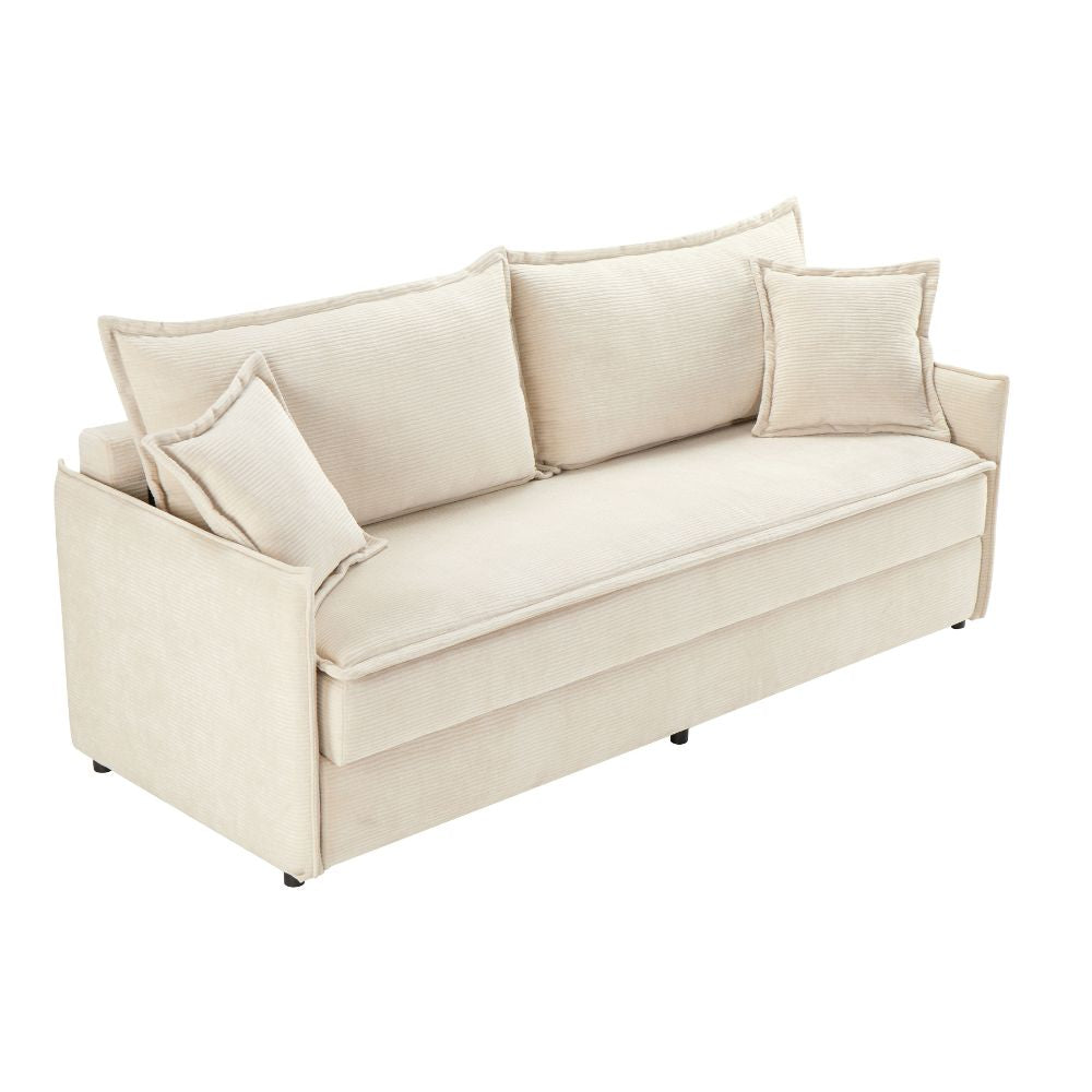 Divano letto con contenitore tessuto colore panna 217x95H cm - Gioia
