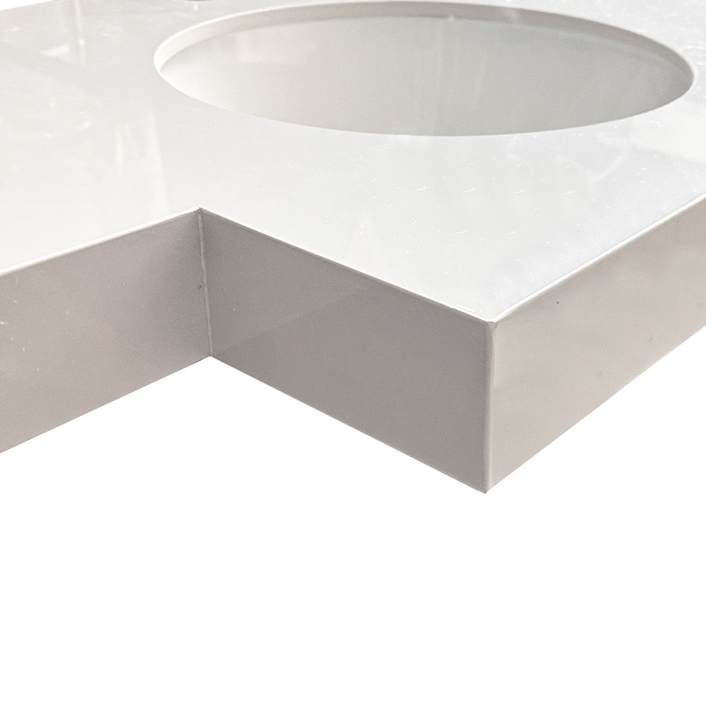 Lavabo da incasso con top in pietra sinterizzata e vasca in ceramica bianco lucido YJ12250