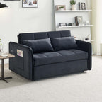 Divano letto in velluto nero con porta USB e tasca laterale 140,5x94,5x82H Clorene