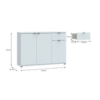 GNMK231L-U58 MEHRZWECK-UNTERSCHRANK MIT DREI TÜREN + 1 SCHUBLADE, HELLGRAU, B120CM