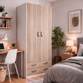 Armoire 2 portes et 2 tiroirs coloris orme 91x210H cm