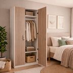 Kleiderschrank mit 2 Türen, Ulmenfarbe, 91x210H cm