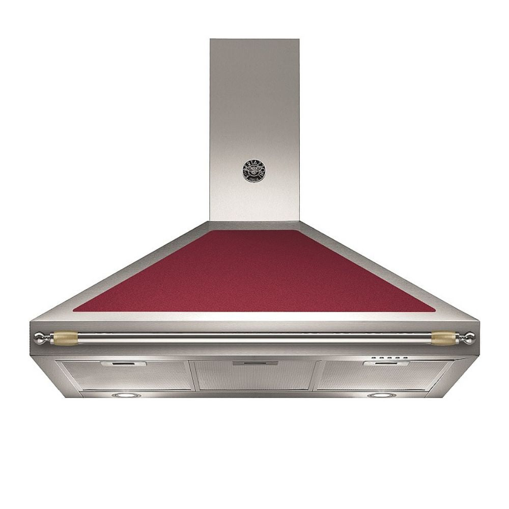 Cappa parete K100HERVIA 100 cm. inox e scocca rossa classe A Bertazzoni