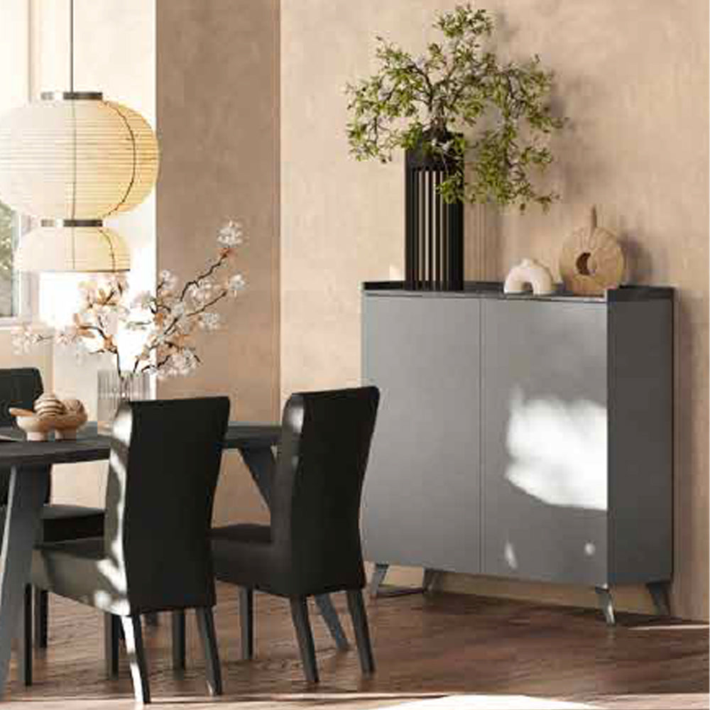 Buffet haut à 2 portes coloris ardoise plomb 121x126H cm - Polan