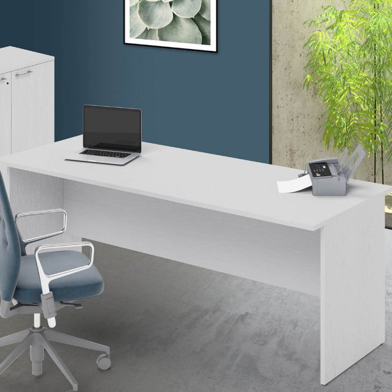 Scrivania da ufficio colore bianco frassinato 200x80 cm - Leski
