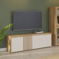 Porta Tv 4 ante con dettagli cannettati colore rovere e cashmere Neutra