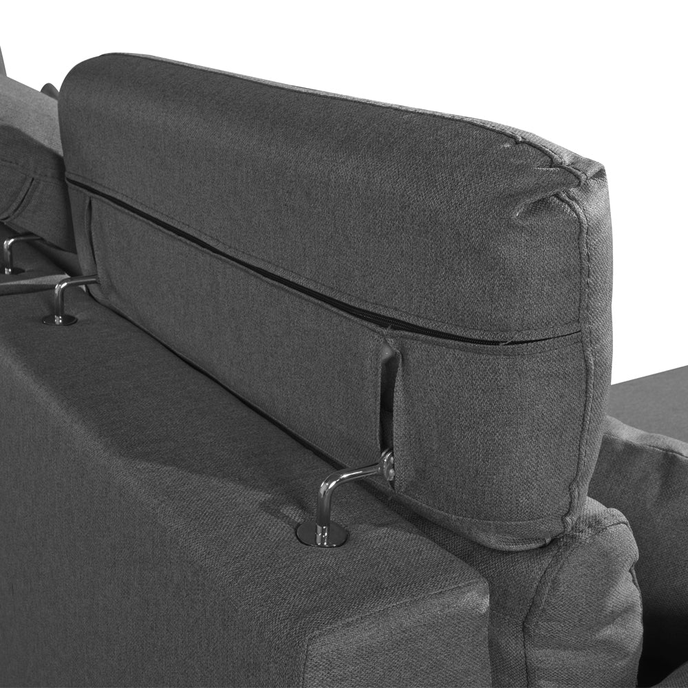 Divano con penisola contenitore rivestito in tessuto colore grigio - Como II