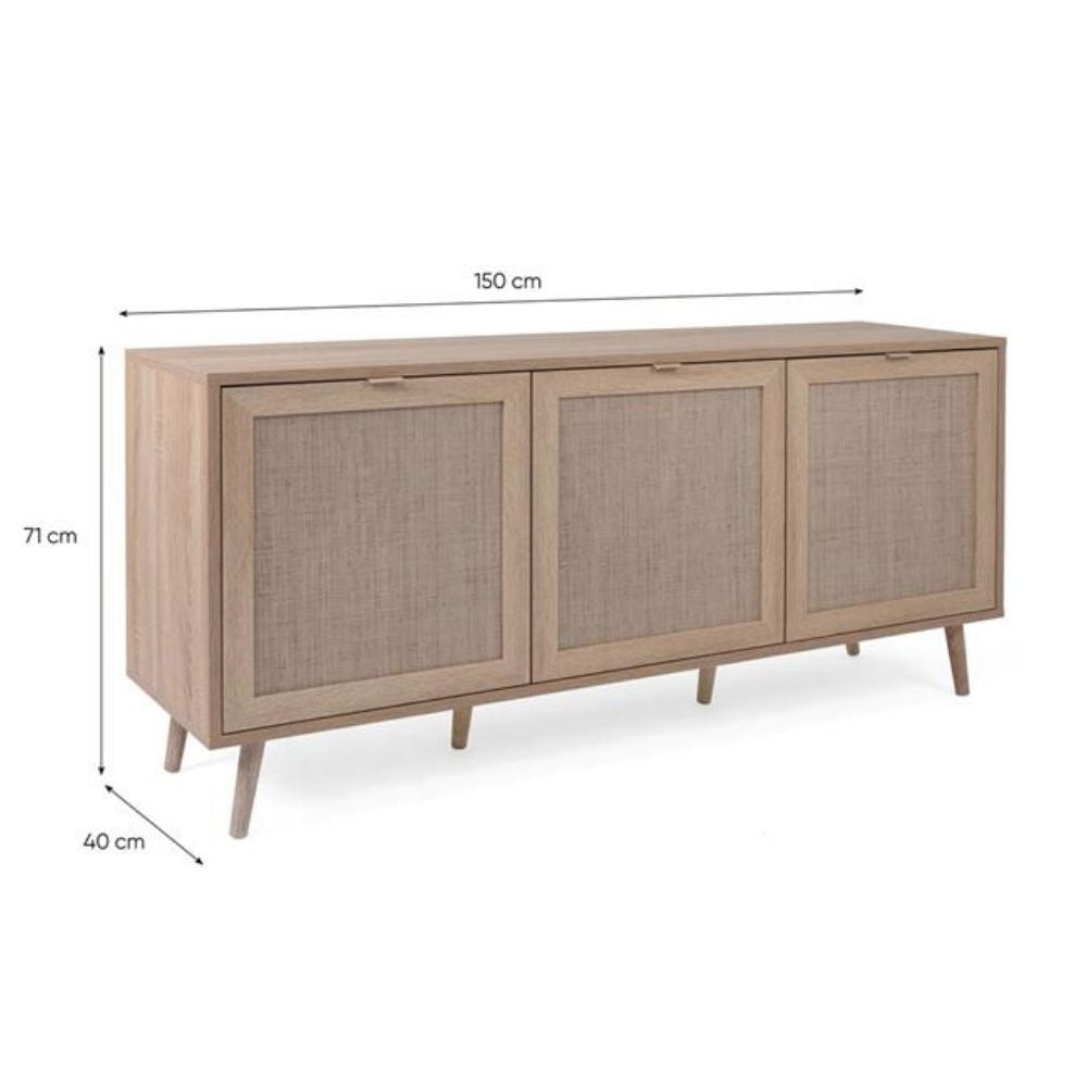 Madia 150 cm con tre ante colore effetto vimini - Bali 51ANEW