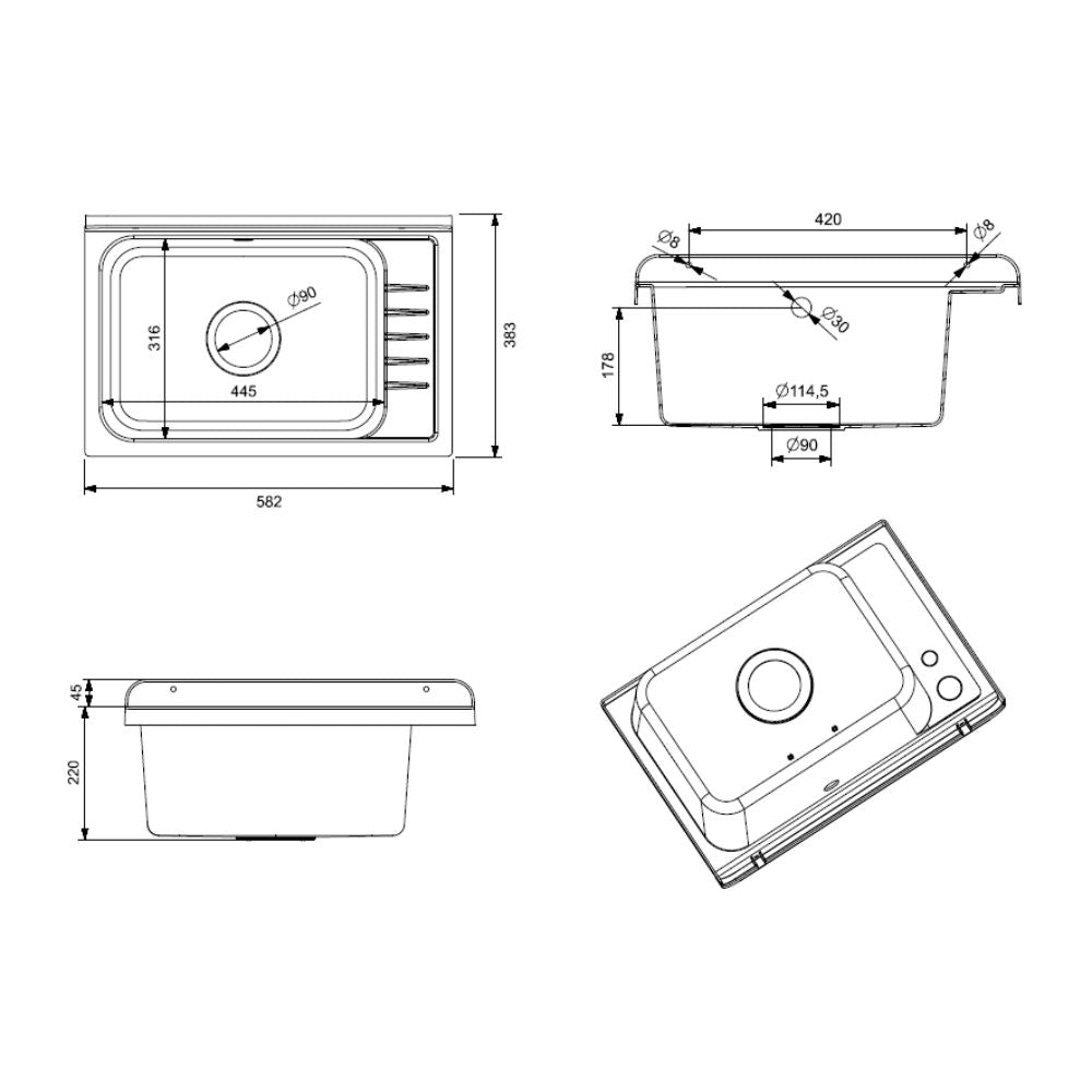 Mobile lavatoio salvaspazio 58x38 cm in PVC bianco 2 ante Platone