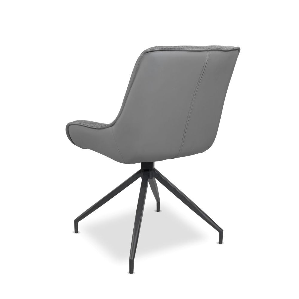 Set 2 Sedia da pranzo colore grigio chiaro con schienale in ecopelle grigio e gambe nere - Agora