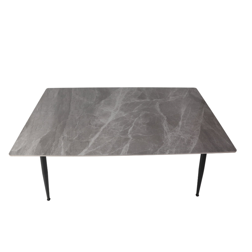 Tavolo con piano in ceramica effetto marmo grigio lucido 160x90 cm - Mila