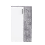 Mobile multiuso scarpiera 2 ante con 5 ripiani colore bianco e cemento 69x34x120H Lucio