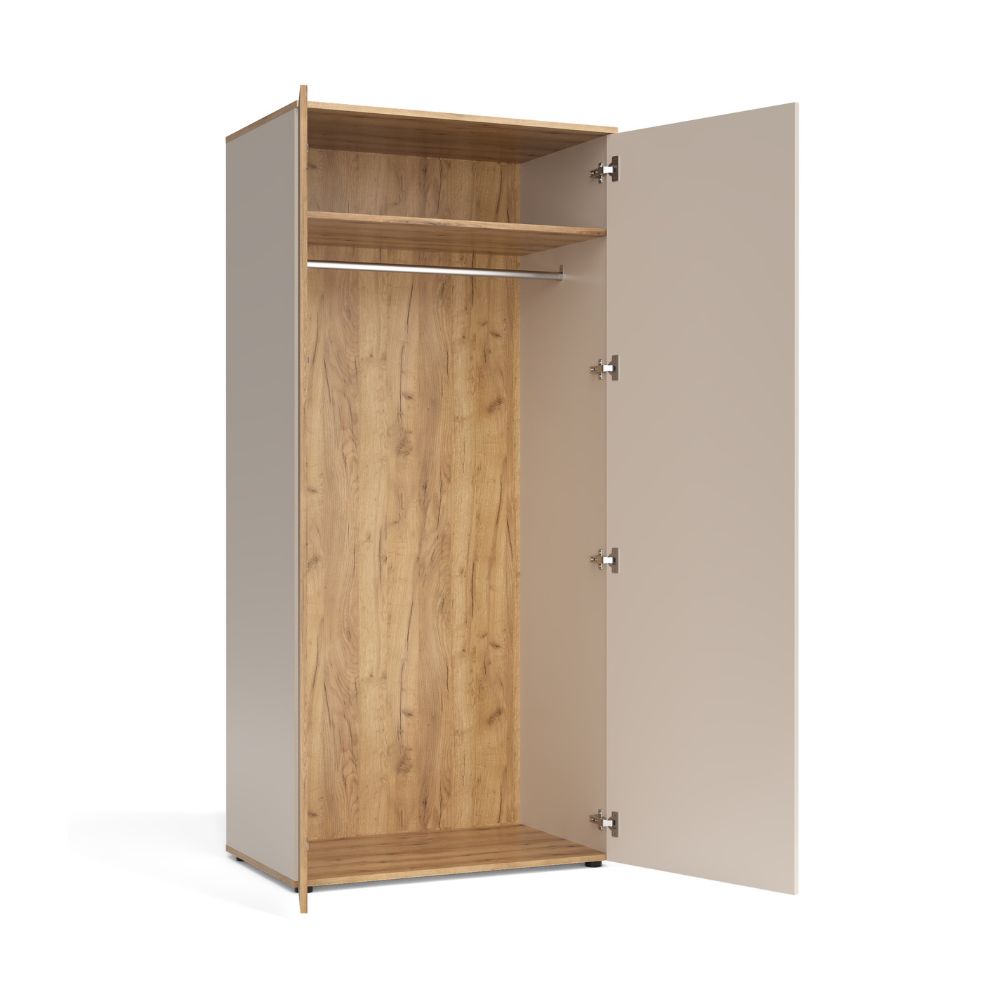 Armadio 2 ante in cashmere e listelli verticali rovere evoque 90x55x195 Frezo08
