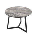 Tavolino da salotto con piano effetto marmo nero arabesque e gambe nere Klint