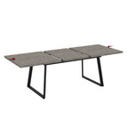 Tavolo allungabile piano grigio cemento e gambe in metallo nero 170x90x75h Lavinya