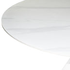 Tavolo rotondo con piano effetto marmo bianco 150x150x76H Punto