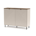 Credenza 2 ante design geometrico colore cashmere e top rovere Mirage01