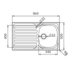 Lavello da incasso monostampo 1 vasca e gocciolatoio sinistro inox Adriatico861