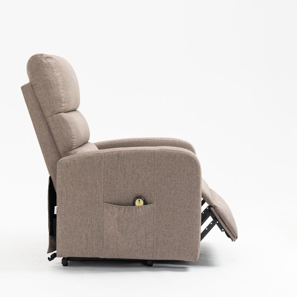Fauteuil releveur 1 moteur en tissu couleur cappuccino - Lorena
